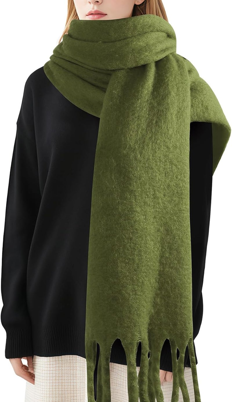 Premillow Women's Mohair Winter Scarf Pure Color, Warm Winter Scarf for Women and Men, Soft Luxurious Cashmere Feel Scarfs - Image 1